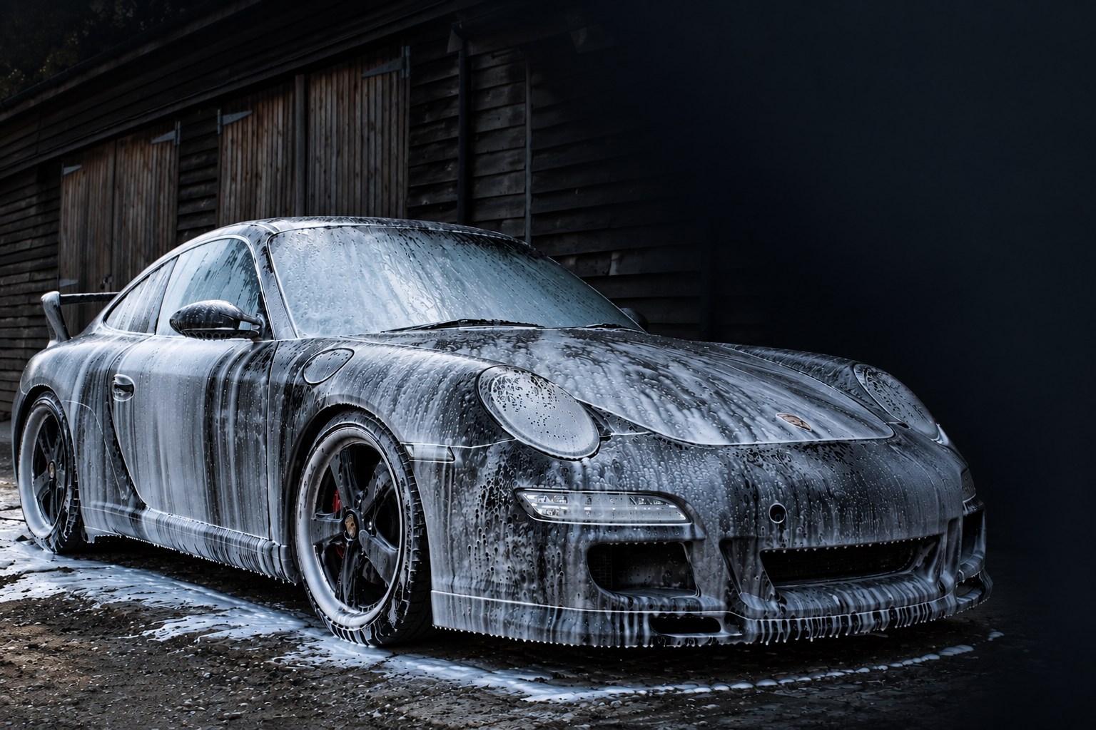 Porsche 911 being detailed